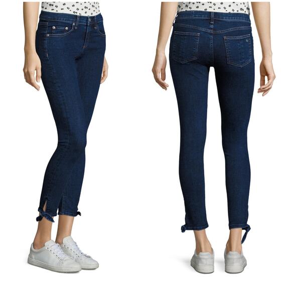 rag & bone Women's Stevie Ankle Tie Capri Jeans Size 24 Paz Bow Detail Skinny - Picture 1 of 9